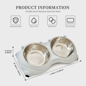Anti slip base double cat food bowl, gray stainless steel food and water bowl, easy to clean and detachable design, cat and dog pet feeder Anti slip base double cat food bowl, gray stainless steel food and water bowl, easy to clean and detachable design, cat and dog pet feeder